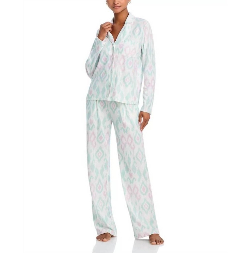 PJ SALVAGE Ikat Watercolor Pajama Set in Seafoam Size XS